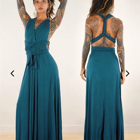 Tart Collection - Teal Infinity Wrap Maxi Dress - Small - Picture 5 of 6